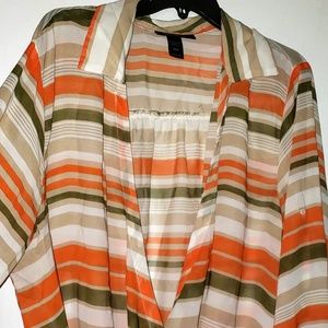 Full Sleeved Striped Wrap Front Blouse